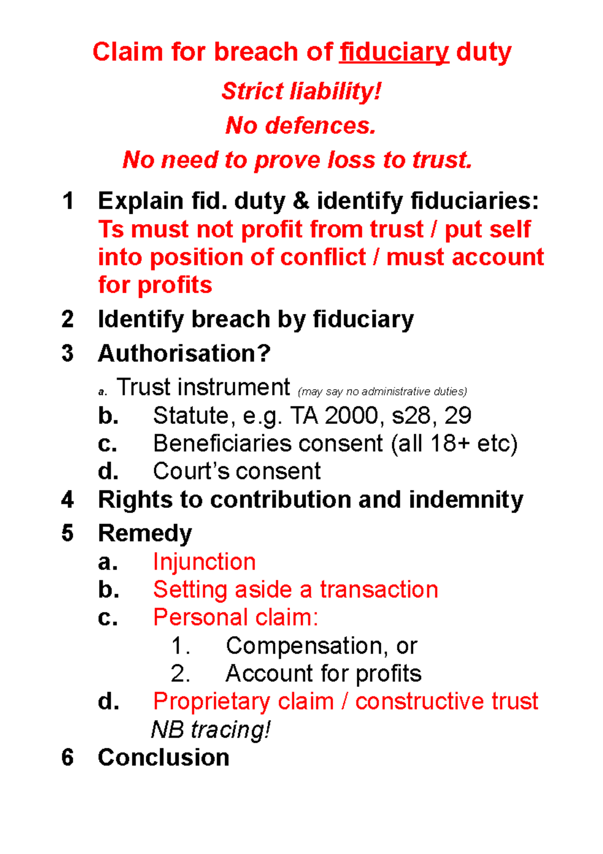 Claim For Reach Of Fiduciary Duty Structure - Claim For Breach Of ...