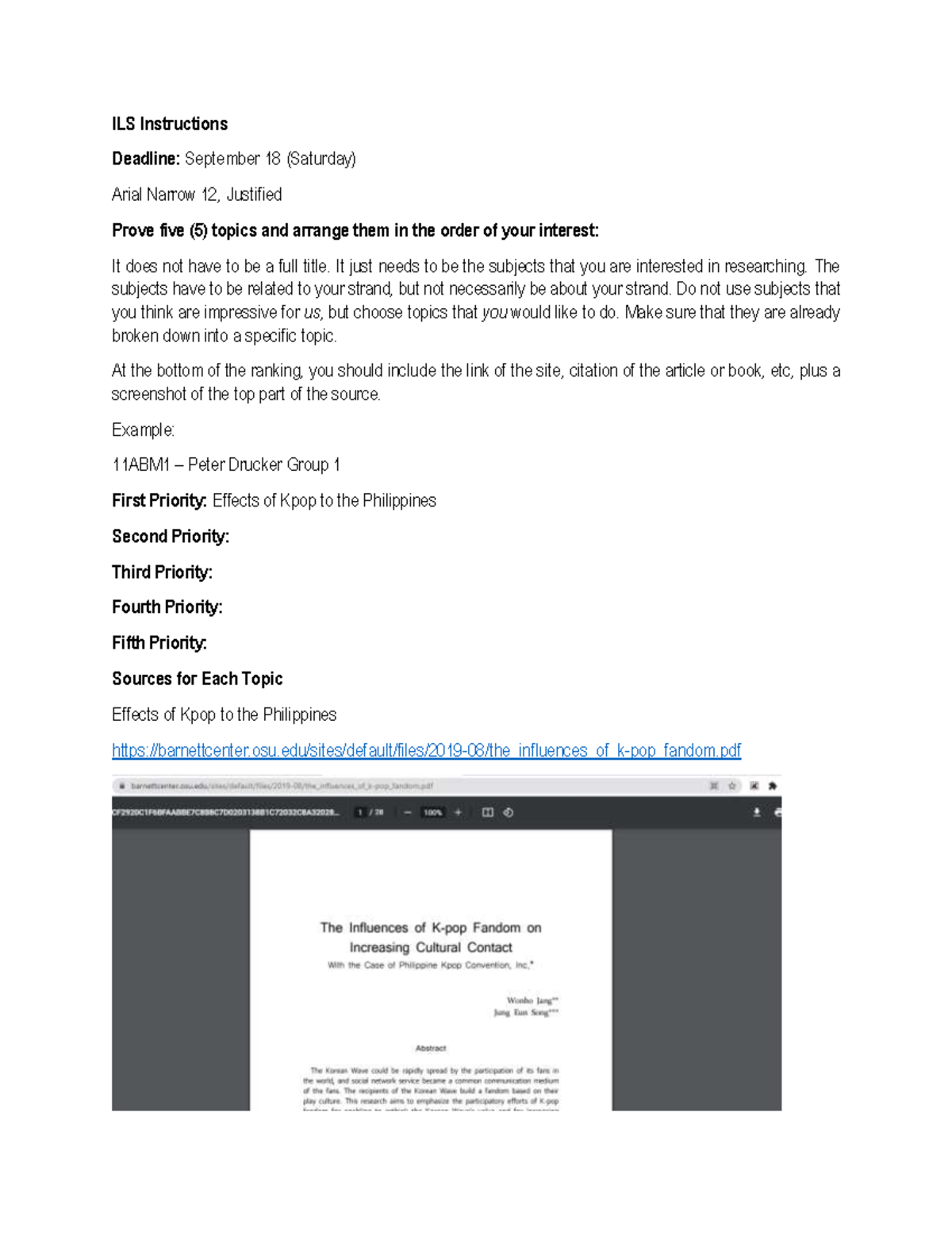 QLR11 ILS Instructions Topics - ILS Instructions Deadline: September 18 ...