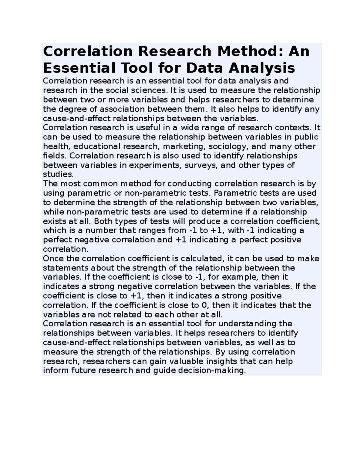 Correlation Research Method - It is used to measure the relationship ...