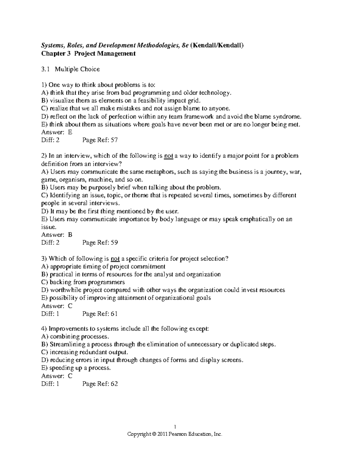 Kendall System analysis and design practice question 3 - 1 Systems ...