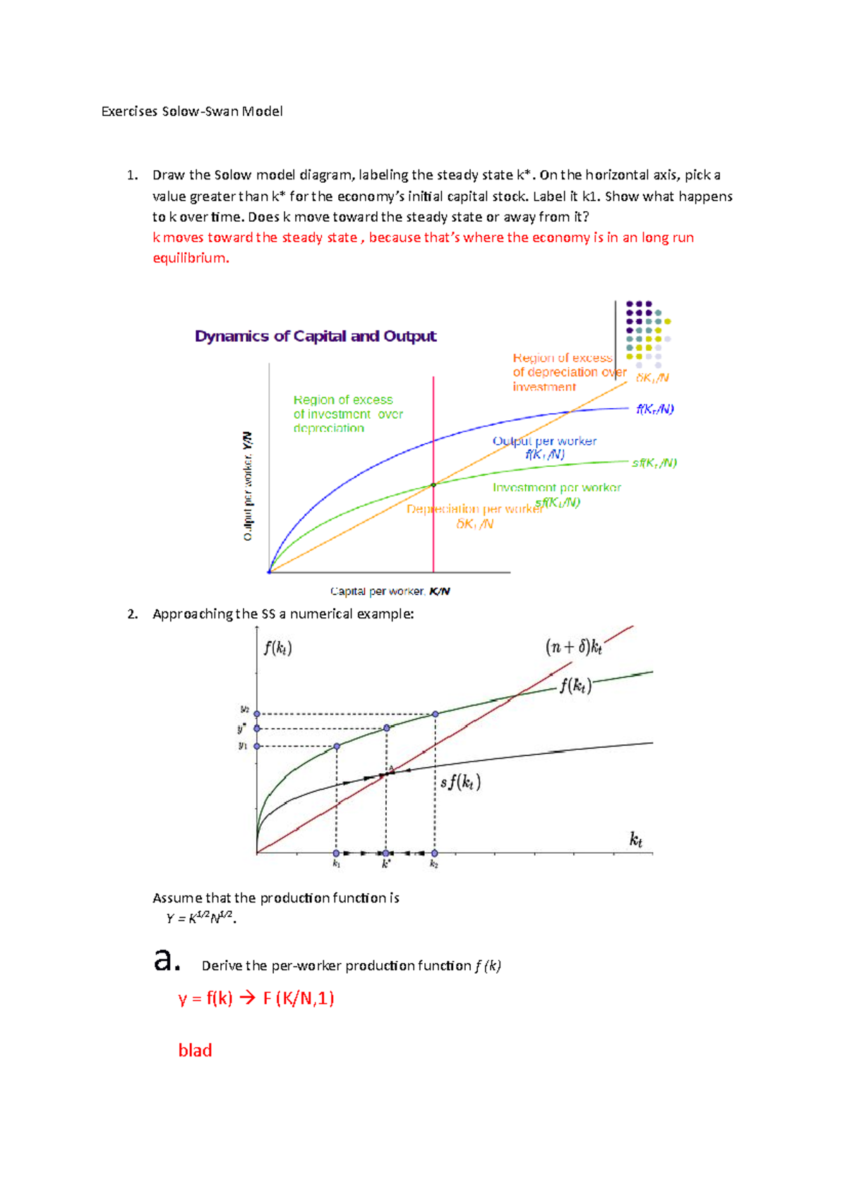 WC6 Exercises Solow Model Opgave - Exercises Solow-Swan Model 1. Draw ...