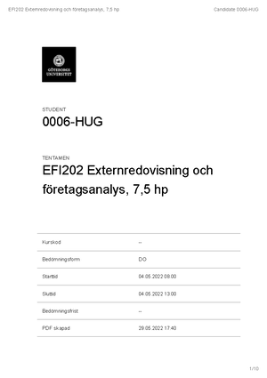 EFI202 Externredovisning, Företagsanalys 2022-03-23 - Ämneskod ...