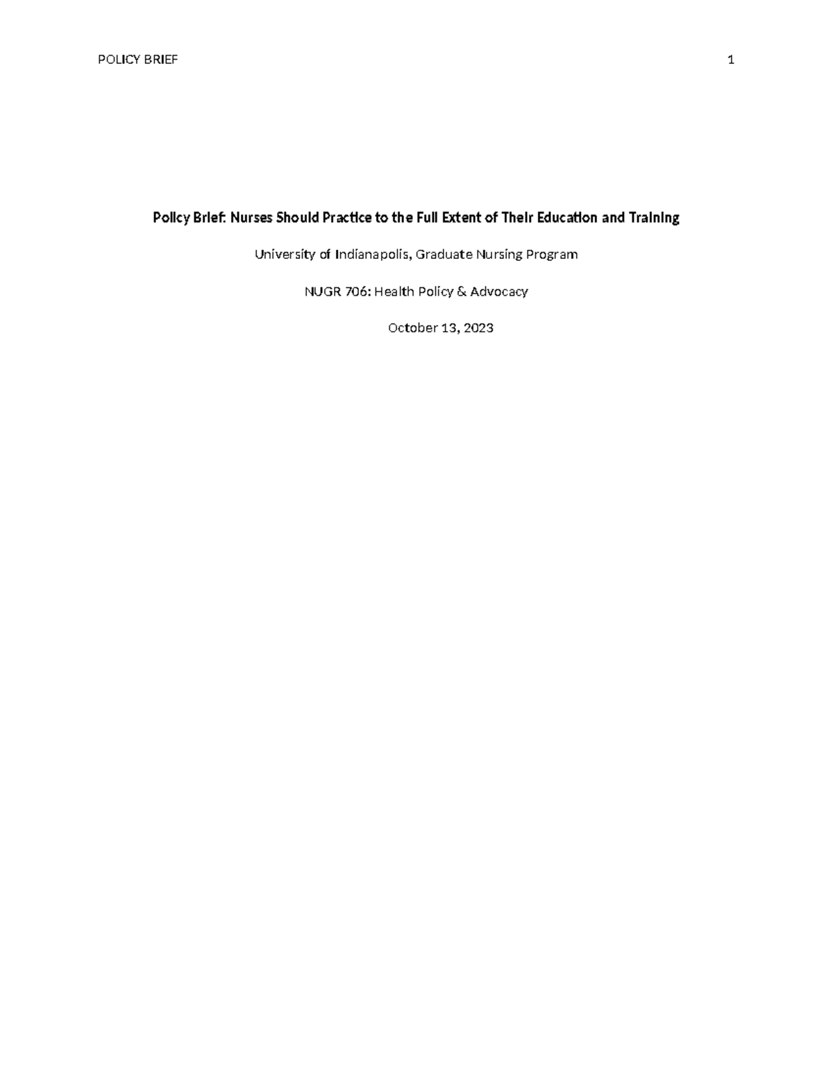 Policy Brief - There is a need for change and reform to “outdated ...