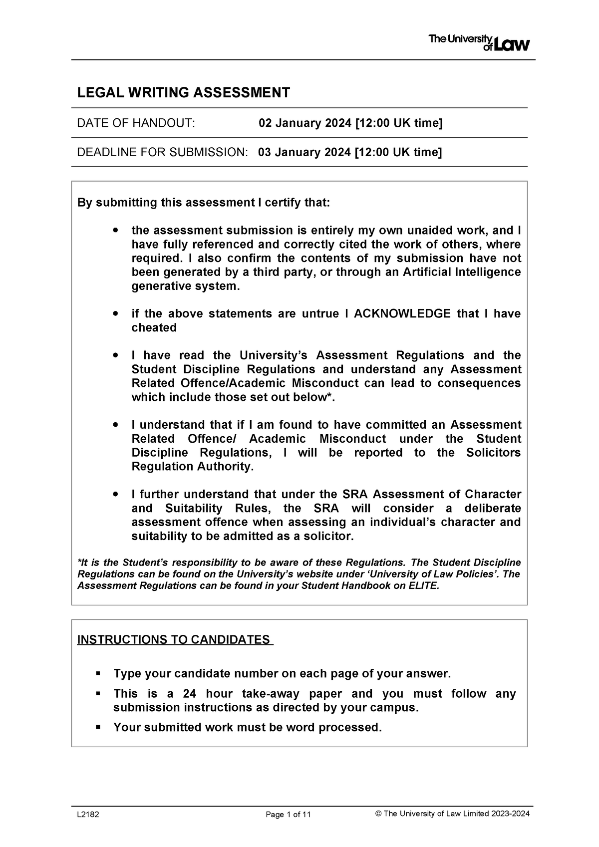 L2182 Writ Jan24 Assessment Final V2 LEGAL WRITING ASSESSMENT DATE OF   Thumb 1200 1697 