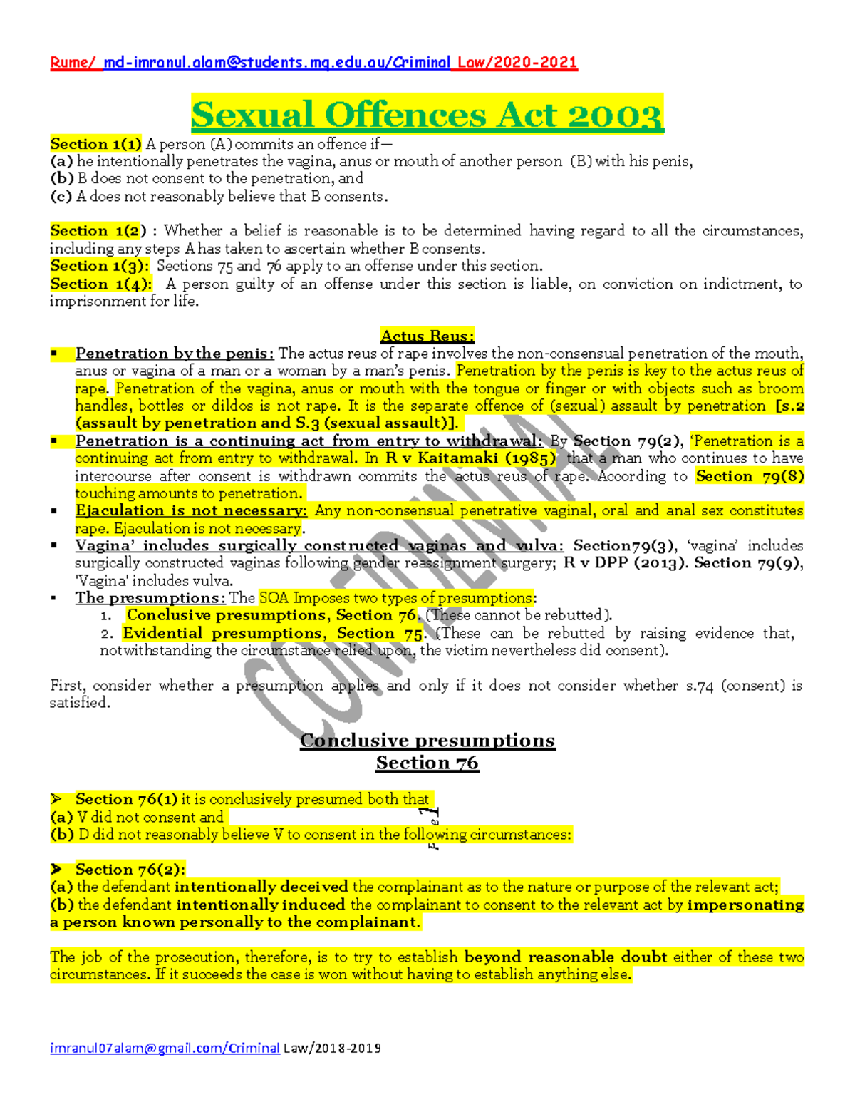 Sexual Offences Act 2003 (rume) - London - Studocu