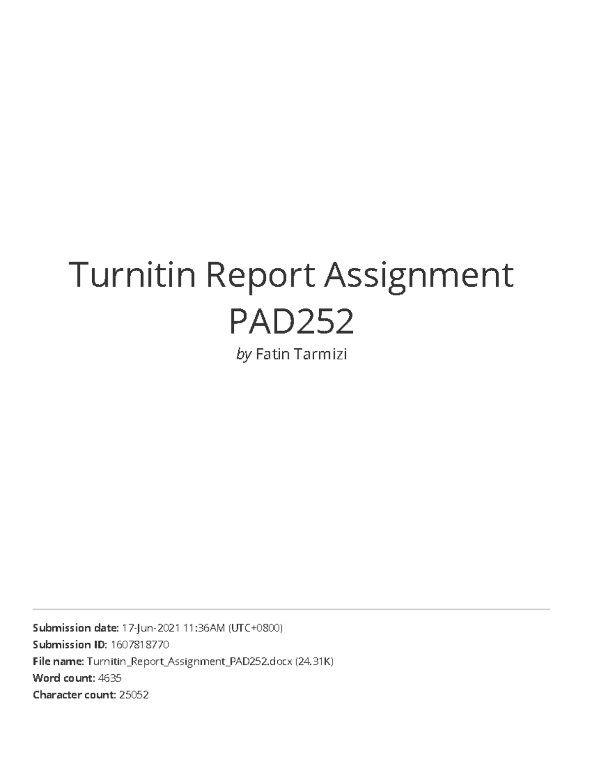 Turnitin Result Pad252 Group 6 Turnitin Report Assignment Pad
