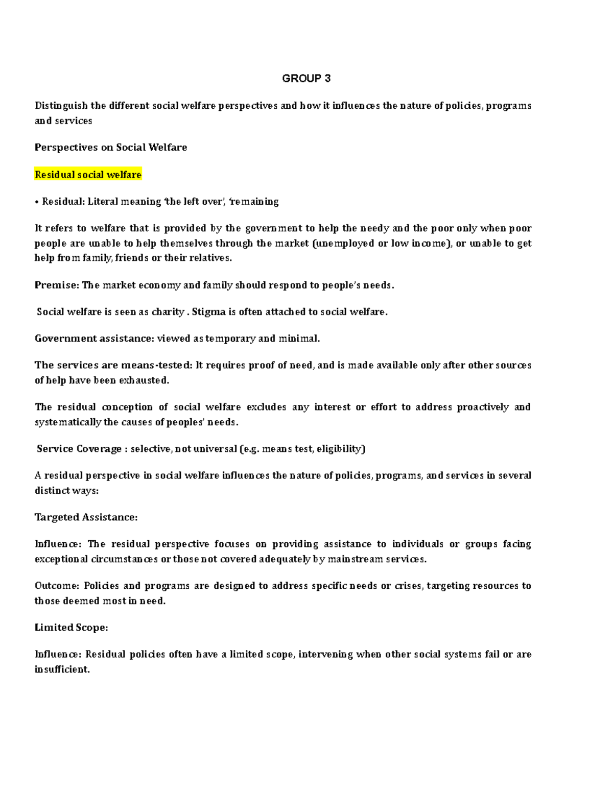 SWK-204 - Socwork - GROUP 3 Distinguish the different social welfare ...