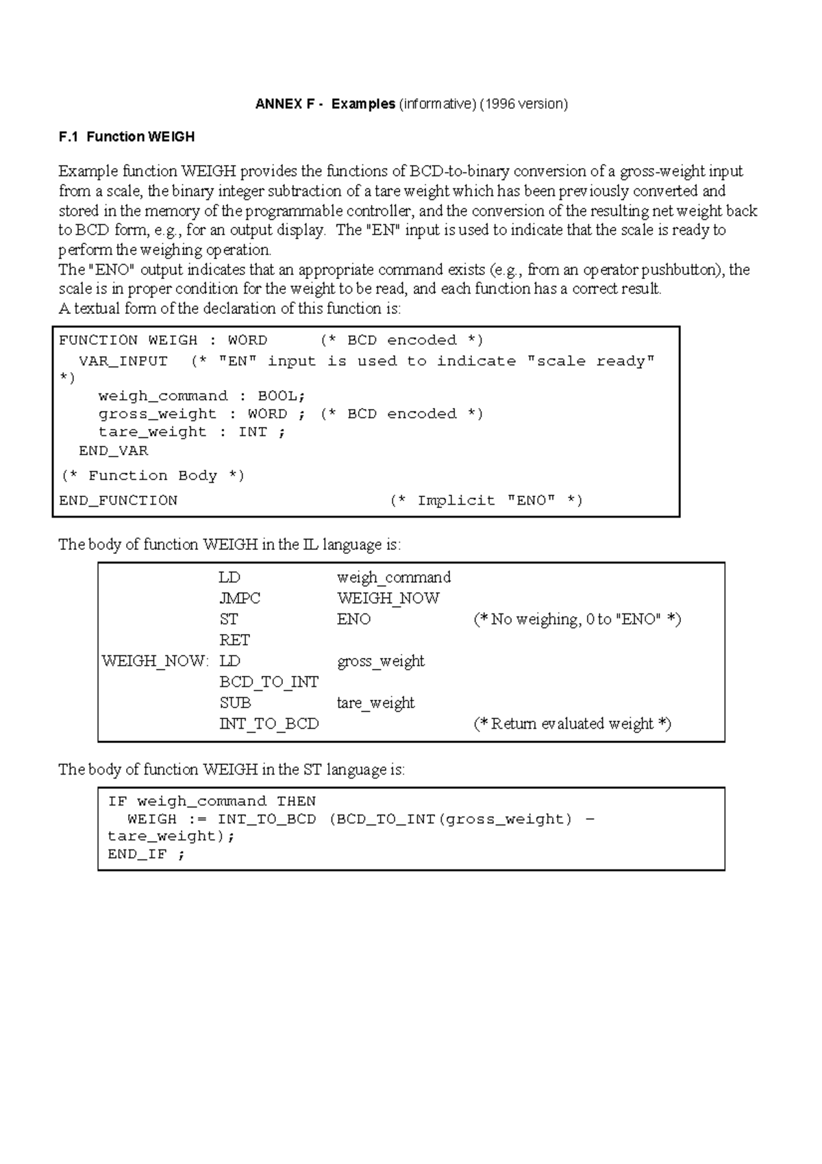 Annex f - examples - One - ANNEX F - Examples (informative) (1996 ...