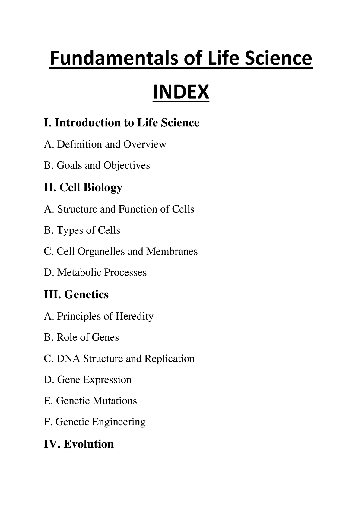 introduction to life science essay