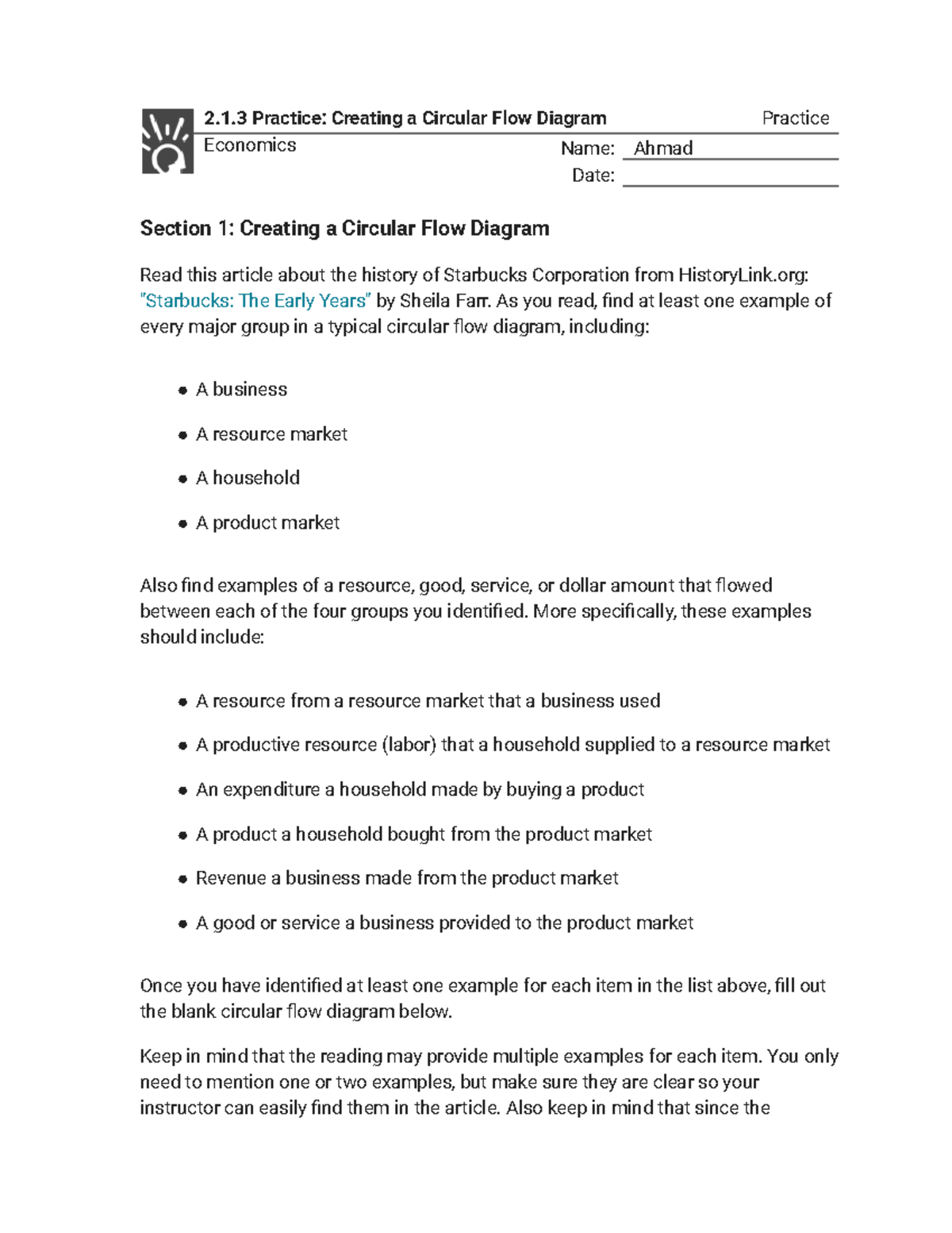 2.1.3 Practice Creating a Circular Flow Diagram (Practice) 2.1