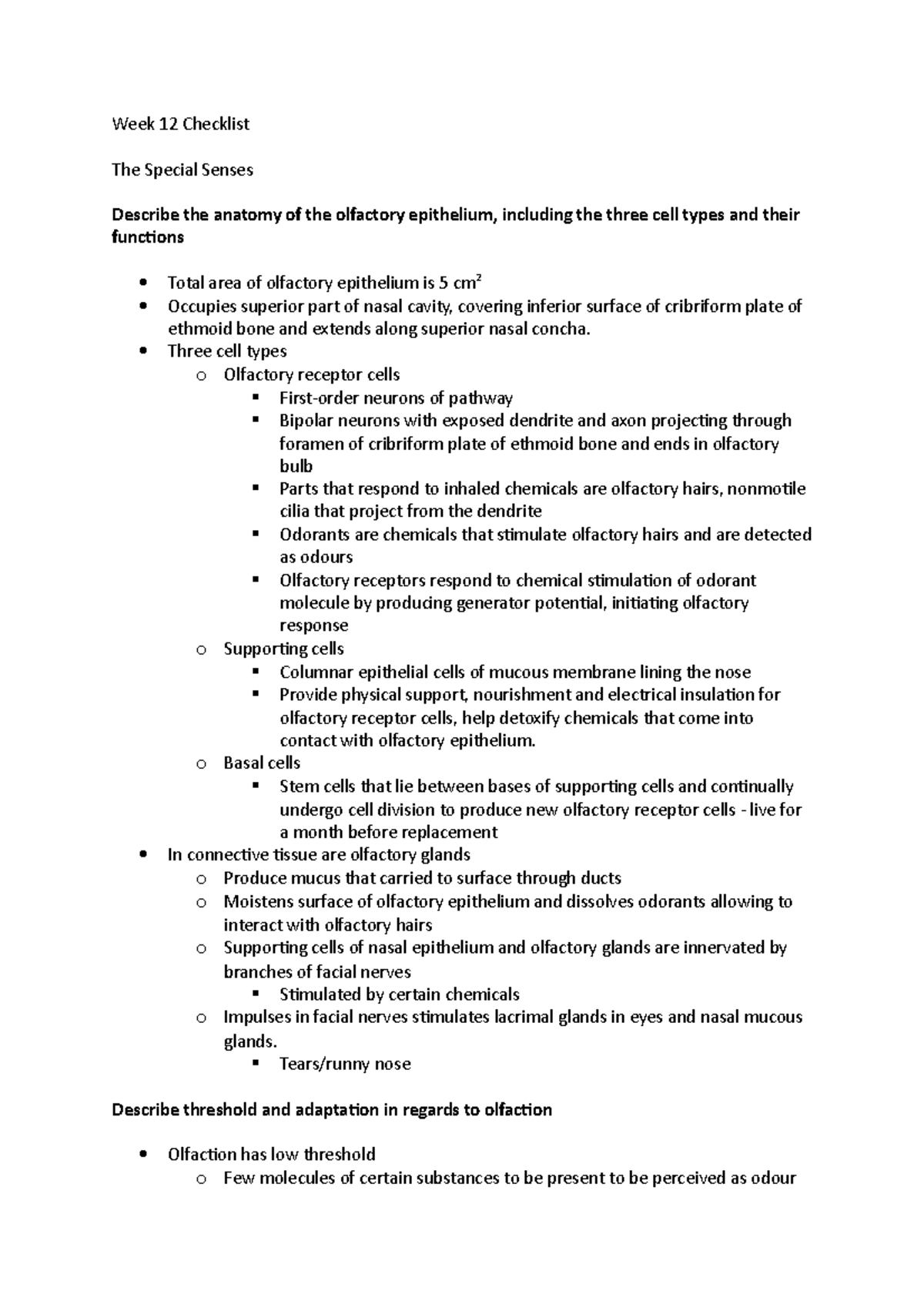 Week 12 Checklist - Summary Anatomy And Physiology: From Science To 