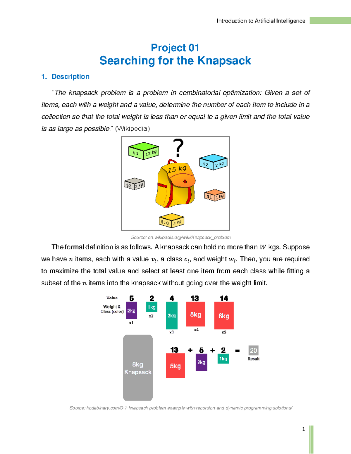 Project 01-Searching for the knapsack C2 - Project 01 Searching for the ...