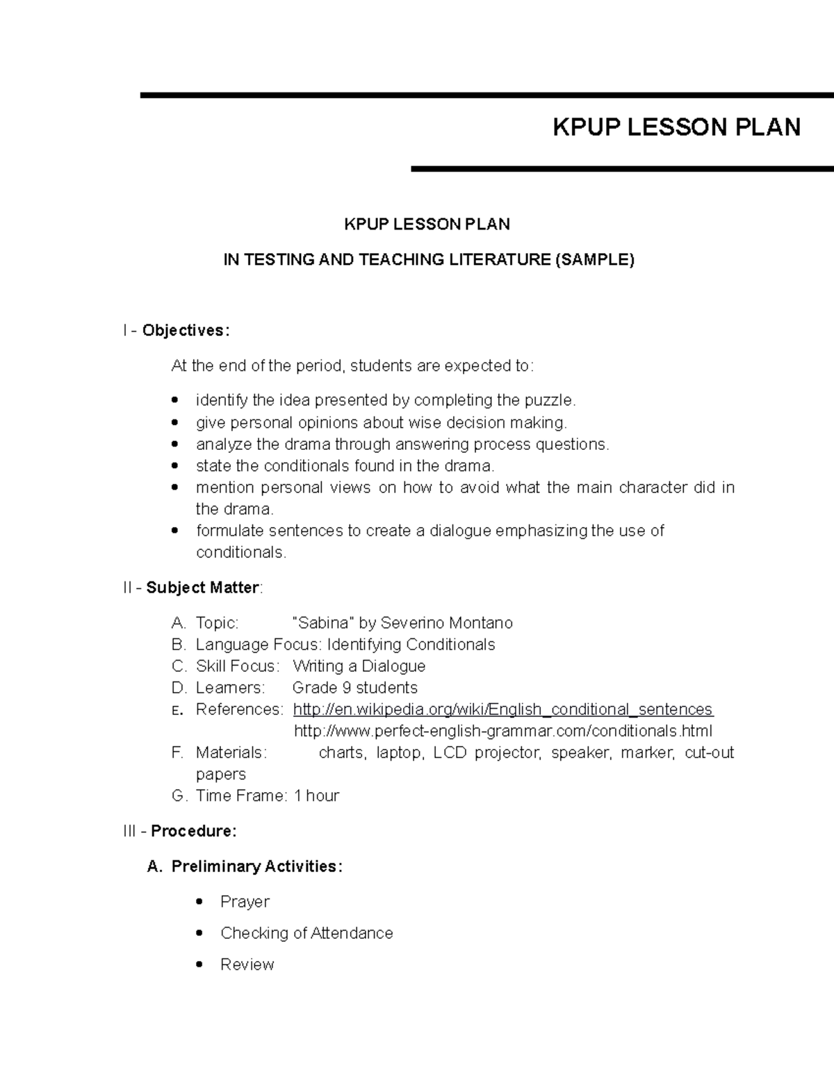 KPUP Lesson PLAN 1 - Copy letter - KPUP LESSON PLAN IN TESTING AND ...