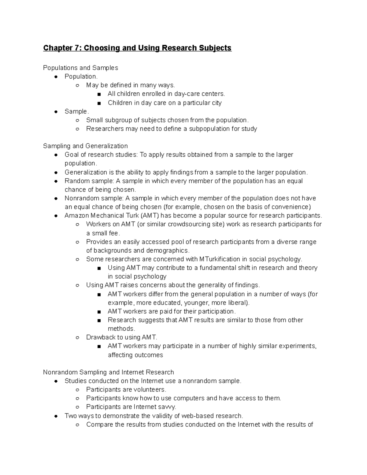 Research Methods Ch. 7 - Chapter 7: Choosing and Using Research ...