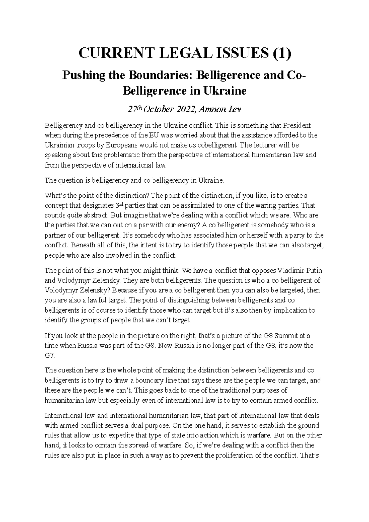 Current Legal Issues CURRENT LEGAL ISSUES (1) Pushing the Boundaries