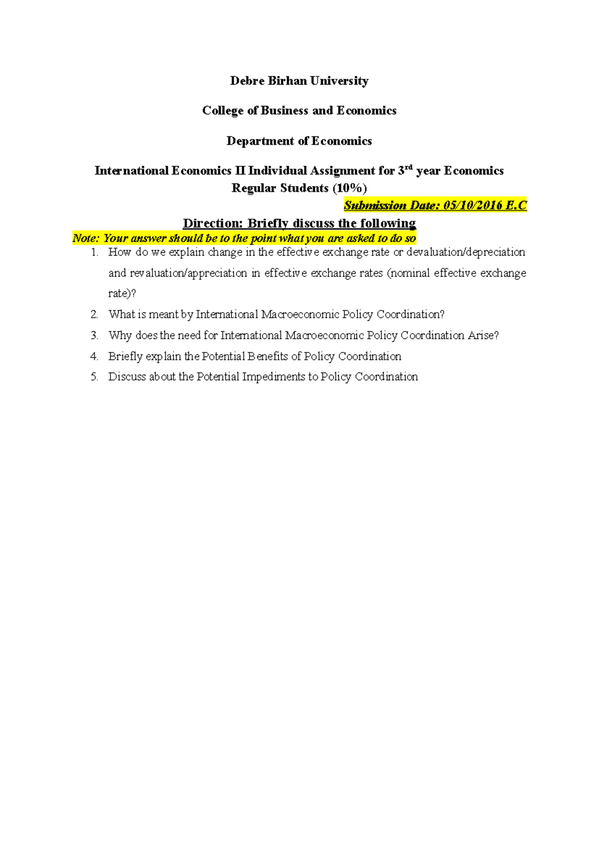 Inter II individual assignment - Debre Birhan University College of ...