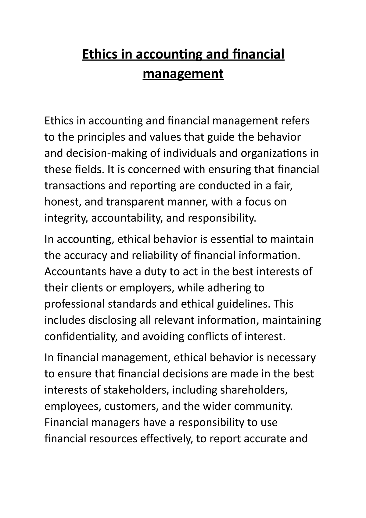 accounting ethics thesis