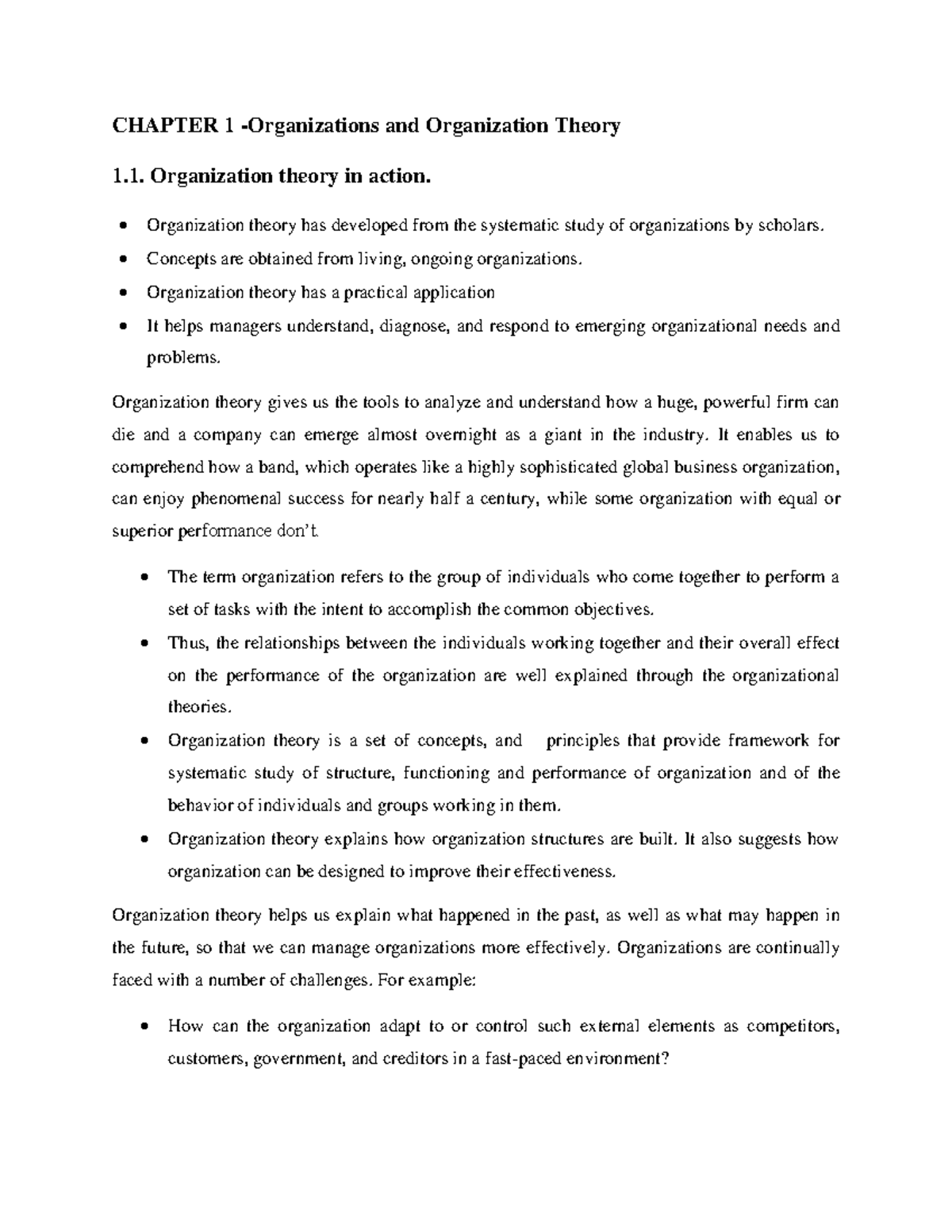 Organizational Theroy- OT - CHAPTER 1 -Organizations and Organization ...