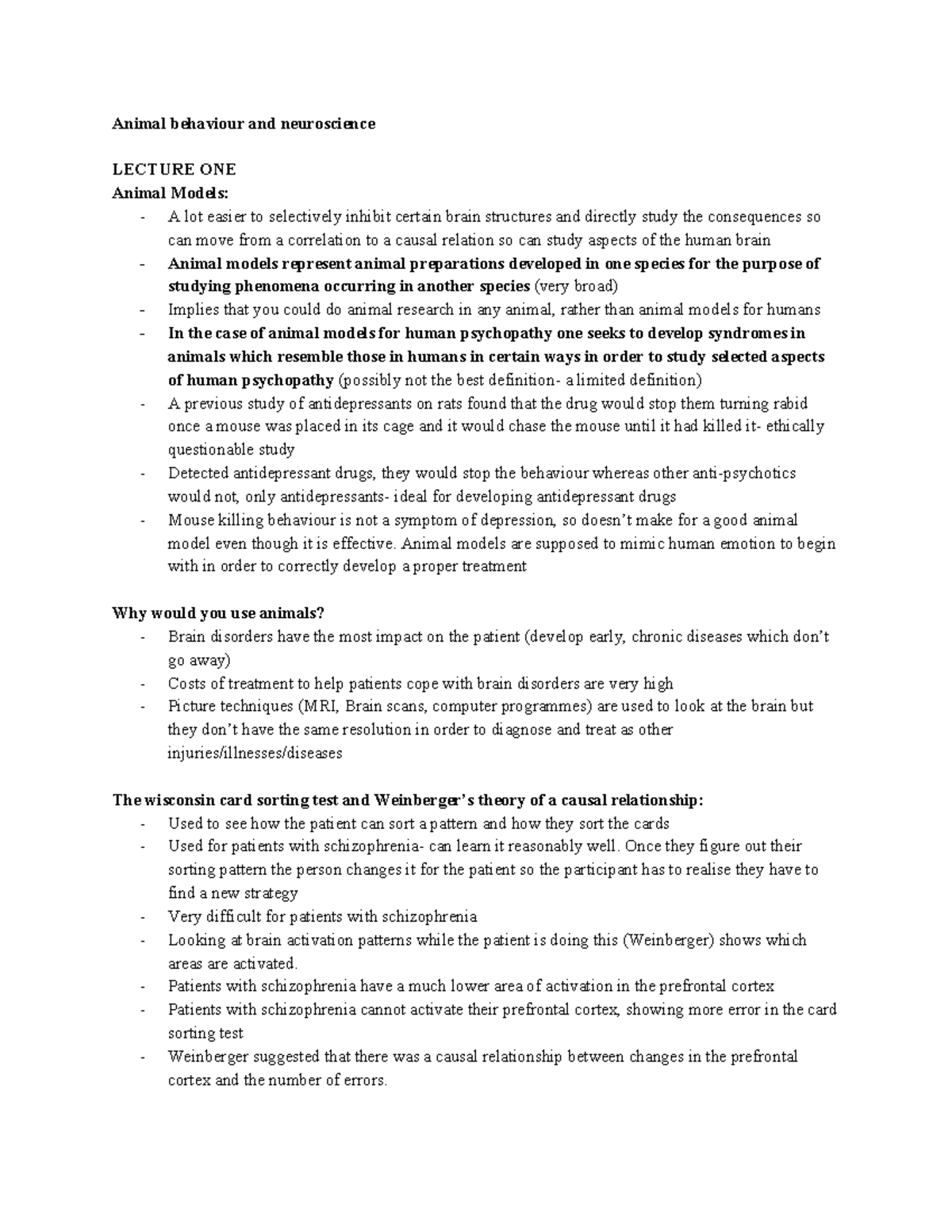 Module FOUR - Summary Popular Psychology - Animal behaviour and ...