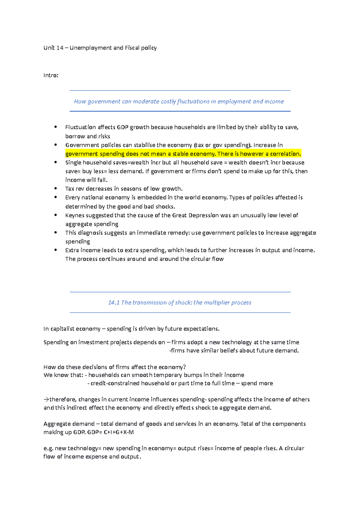 ECO 144 unit 14 - detailed information - Unit 14 – Unemployment and ...