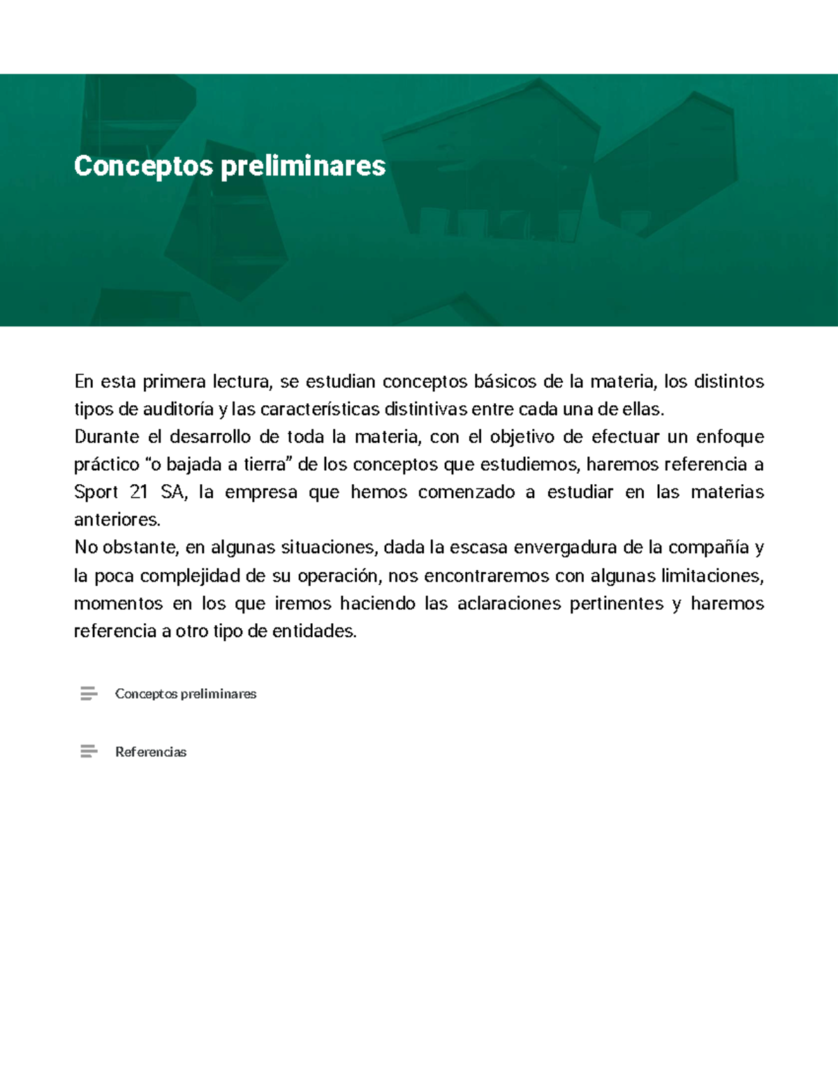 1.1 Conceptos preliminares - En esta primera lectura, se estudian