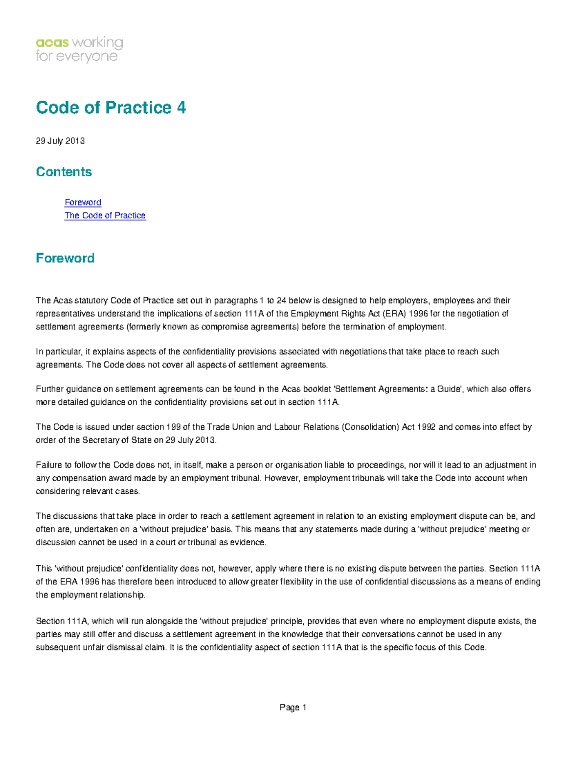 acas-code-of-practice-4-settlement-agreements-code-of-practice-4-29
