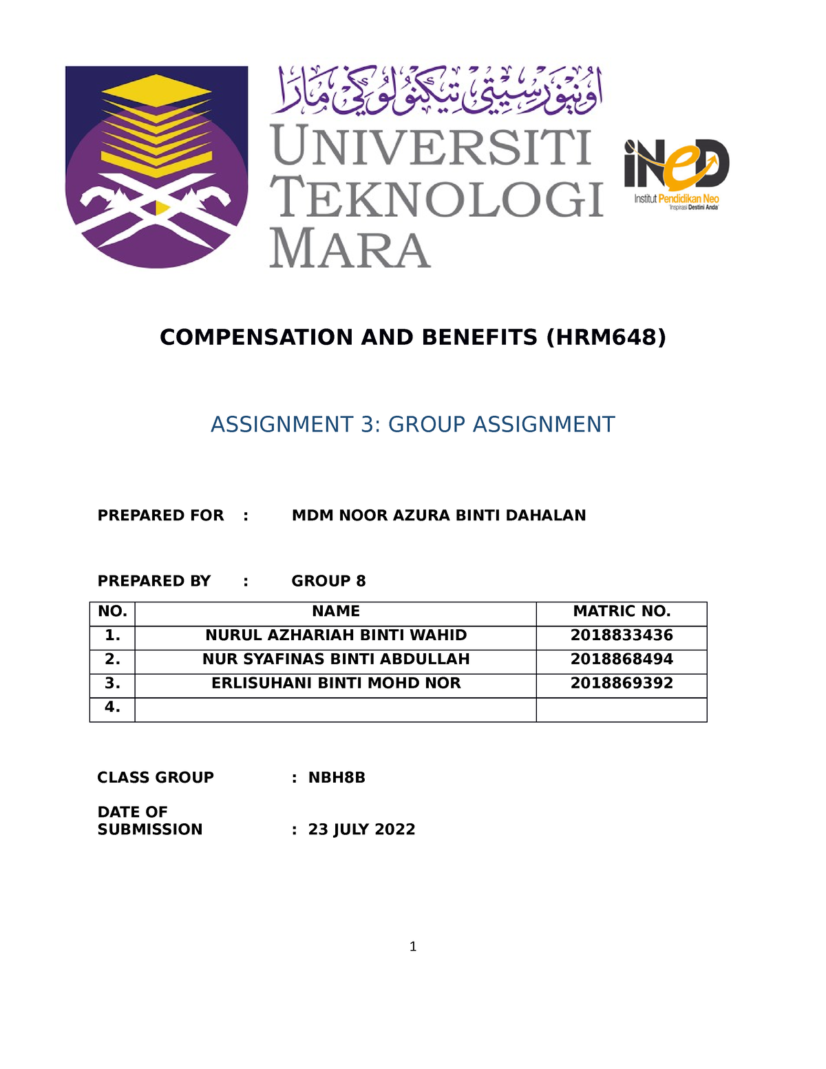 hrm648 compensation and benefits assignment