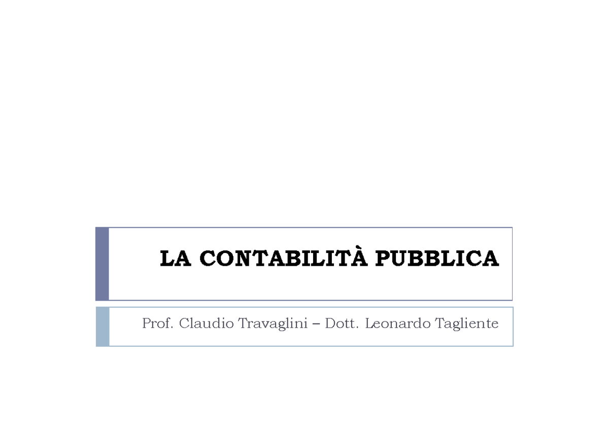 Contabilit√† Dello Stato - LA CONTABILITÀ PUBBLICA Prof. Claudio ...