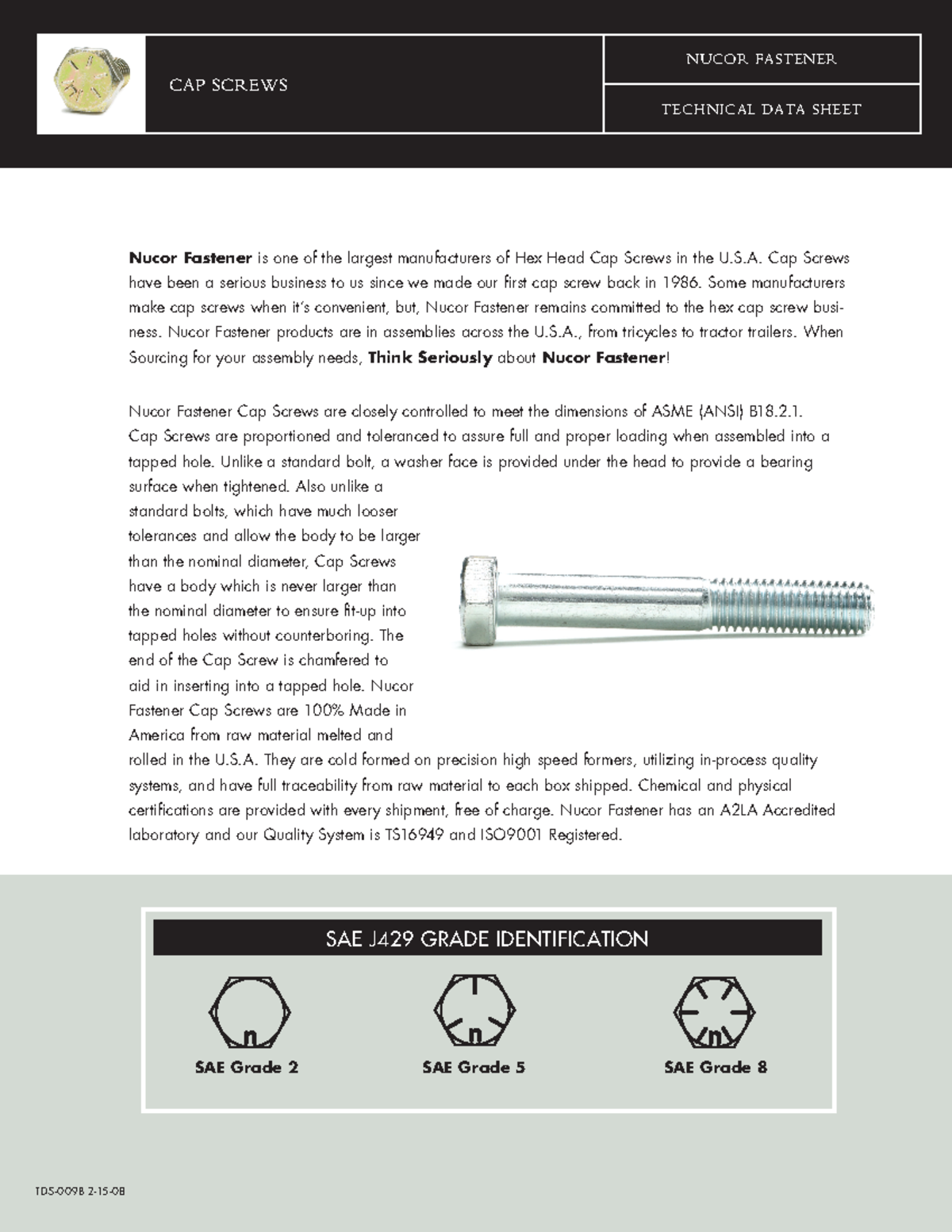 Table 3 suggested torque values and clamp loads for sae CAP SCREWS