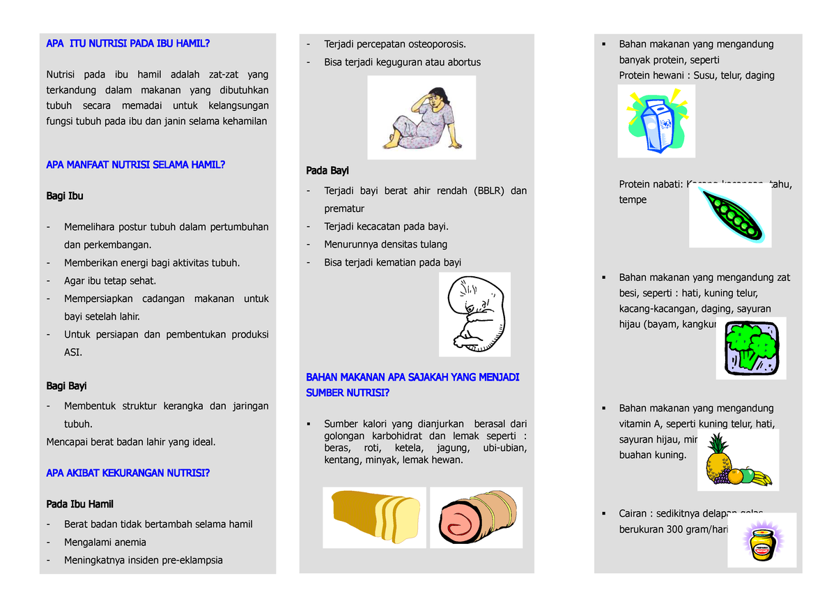 Leaflet Nutrisi Bumil - Tentang Ibu Hami - Bahan Makanan Yang ...