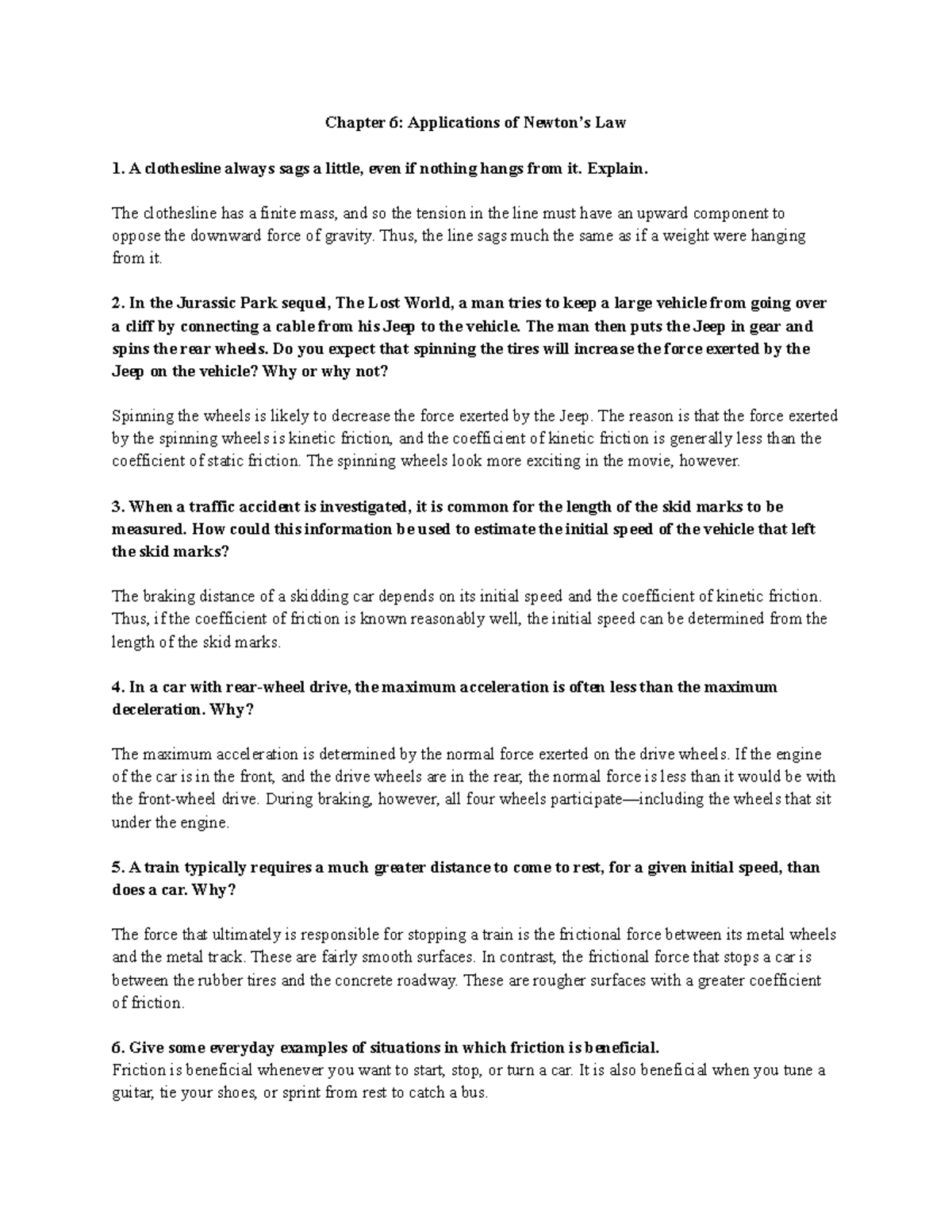 Chapt 6 dumberry Chapter 6 Applications of Newton’s Law A