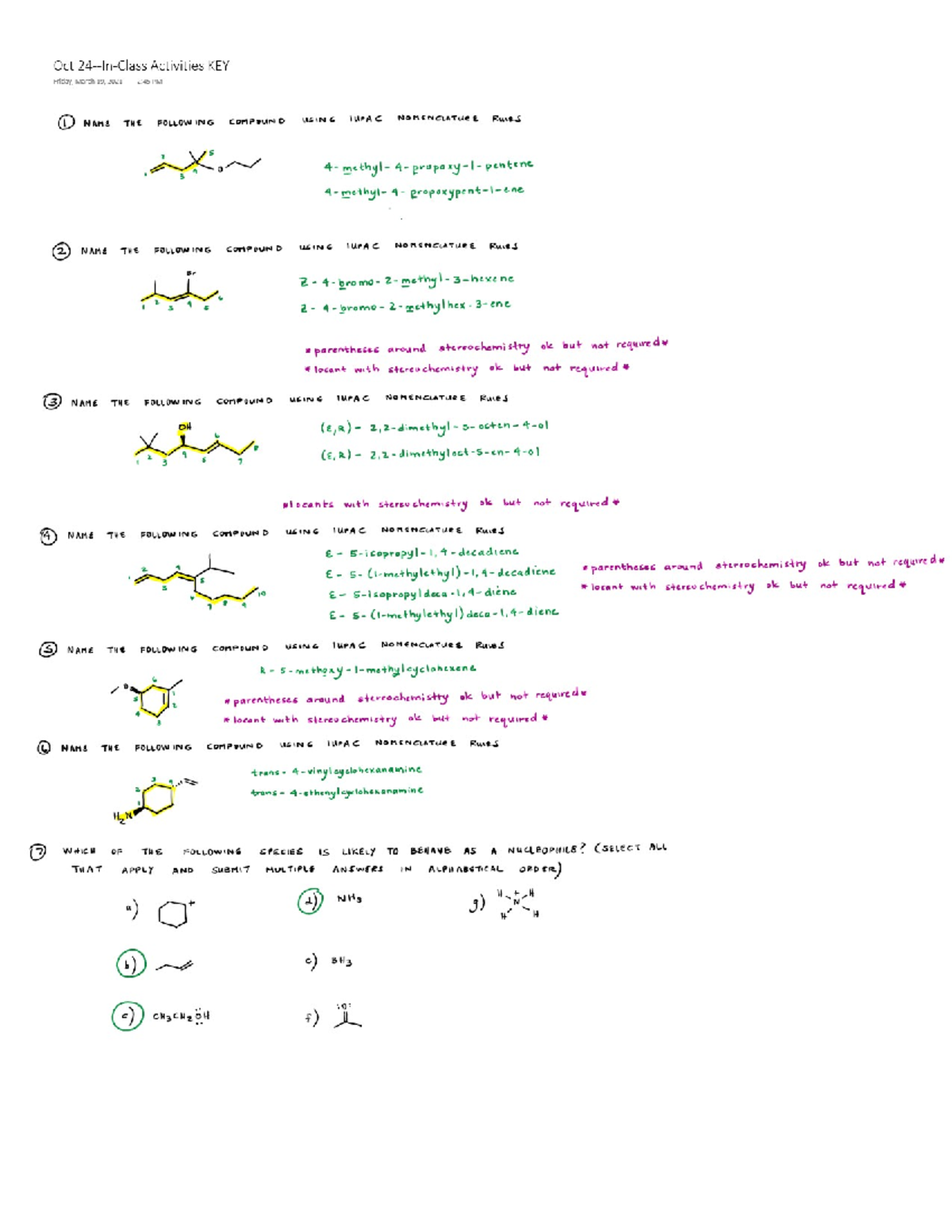 Oct 24 Learning Catalytics - Chapter 5 Problems KEY - CHEM 2211L - Studocu