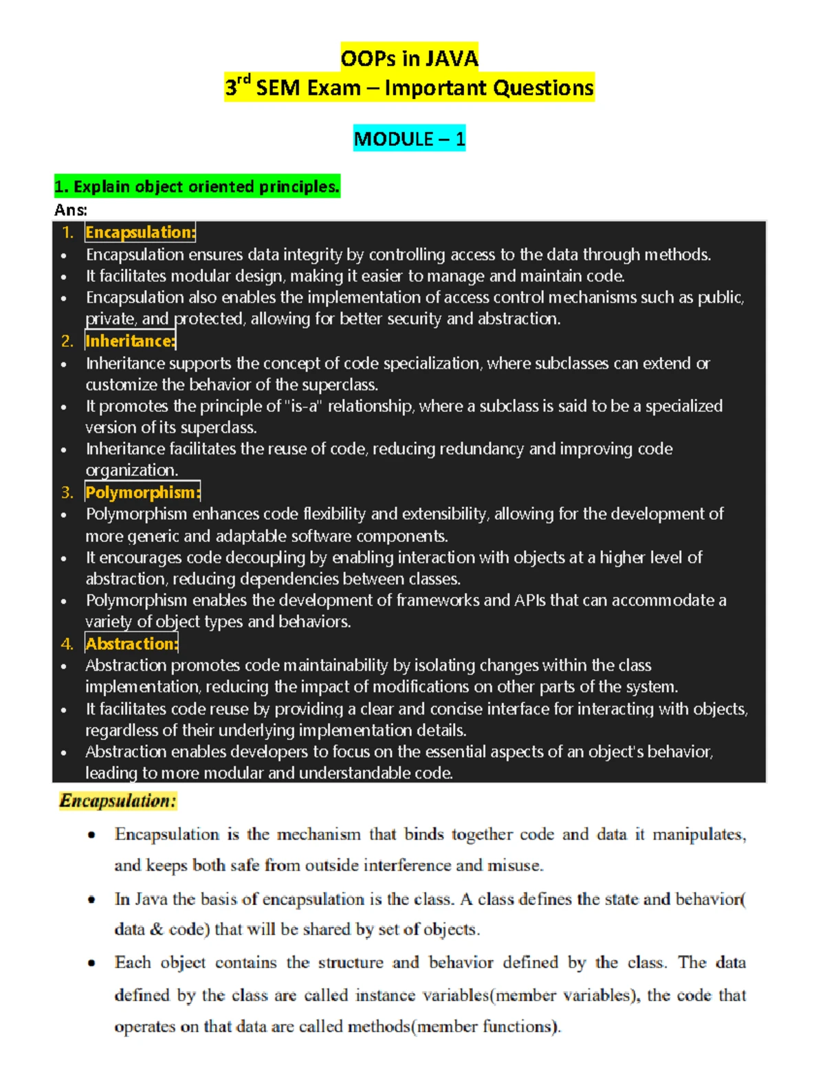 Java 1 Java 2 merged - notes - MODULE 1 Syllabus: An Overview of Java ...