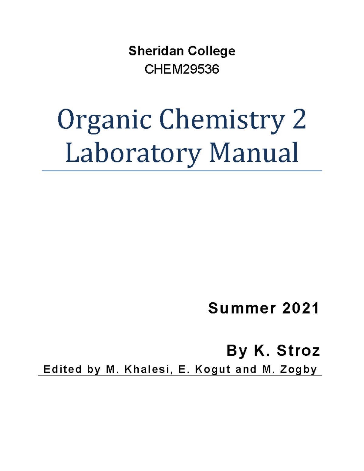 organic chemistry 2 lab experiments