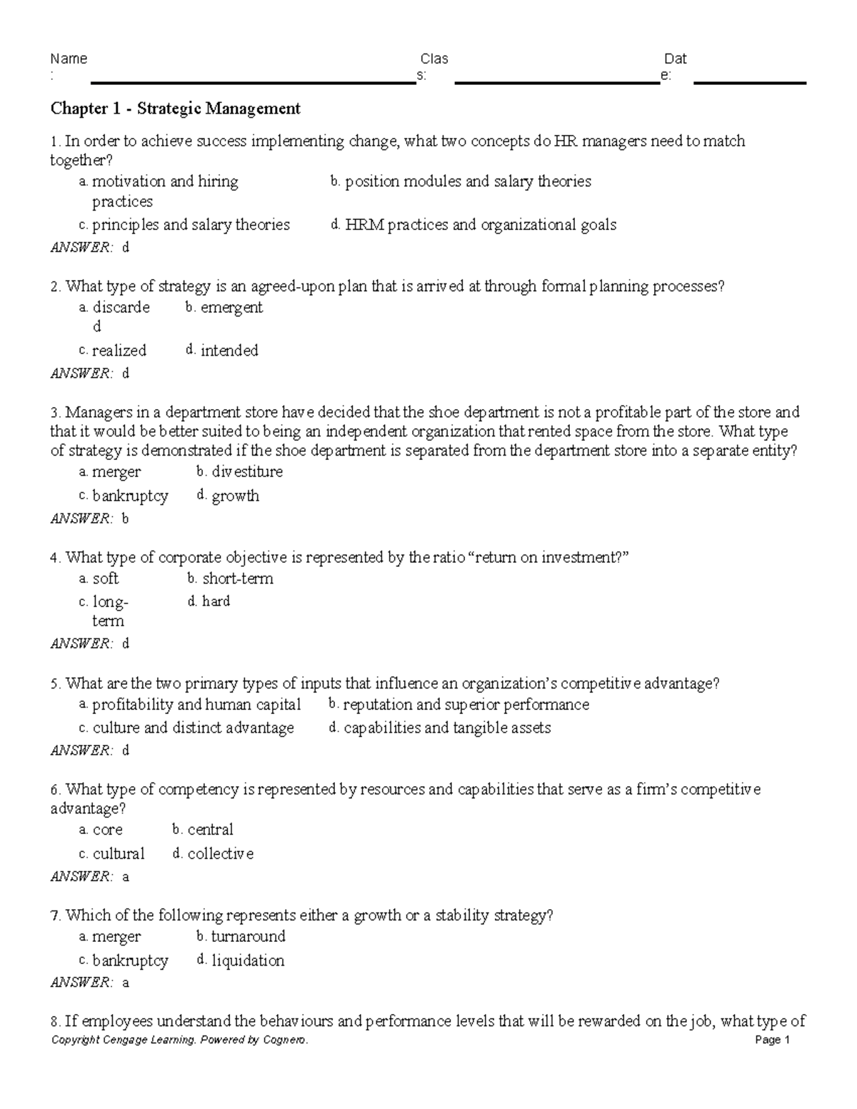 Chapter 1 Strategic Management 2 - Chapter 1 - Strategic Management 1 ...