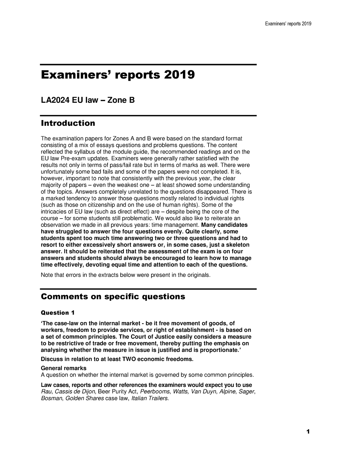 Eu Report 2019 B - Examiners’ Reports 2019 Examiners’ Reports 2019 ...