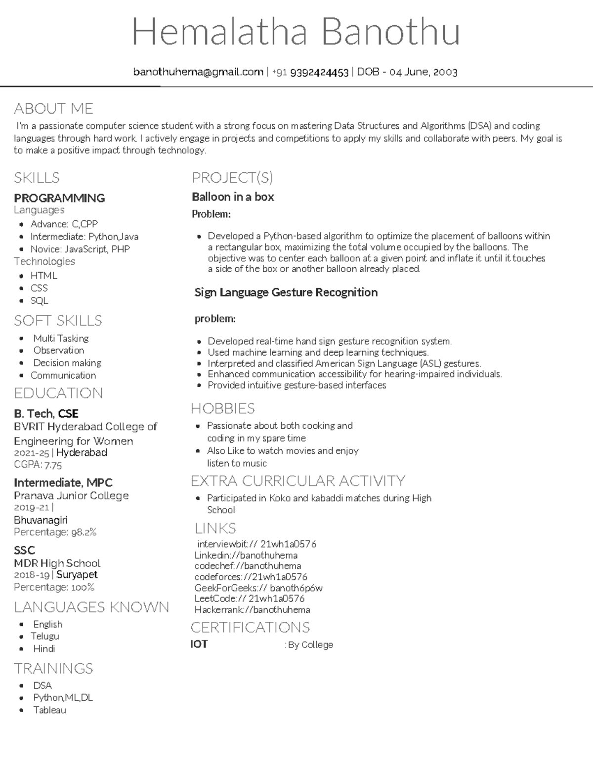 Copy of Sample - Summary Computer Science and Engineering - Hemalatha ...