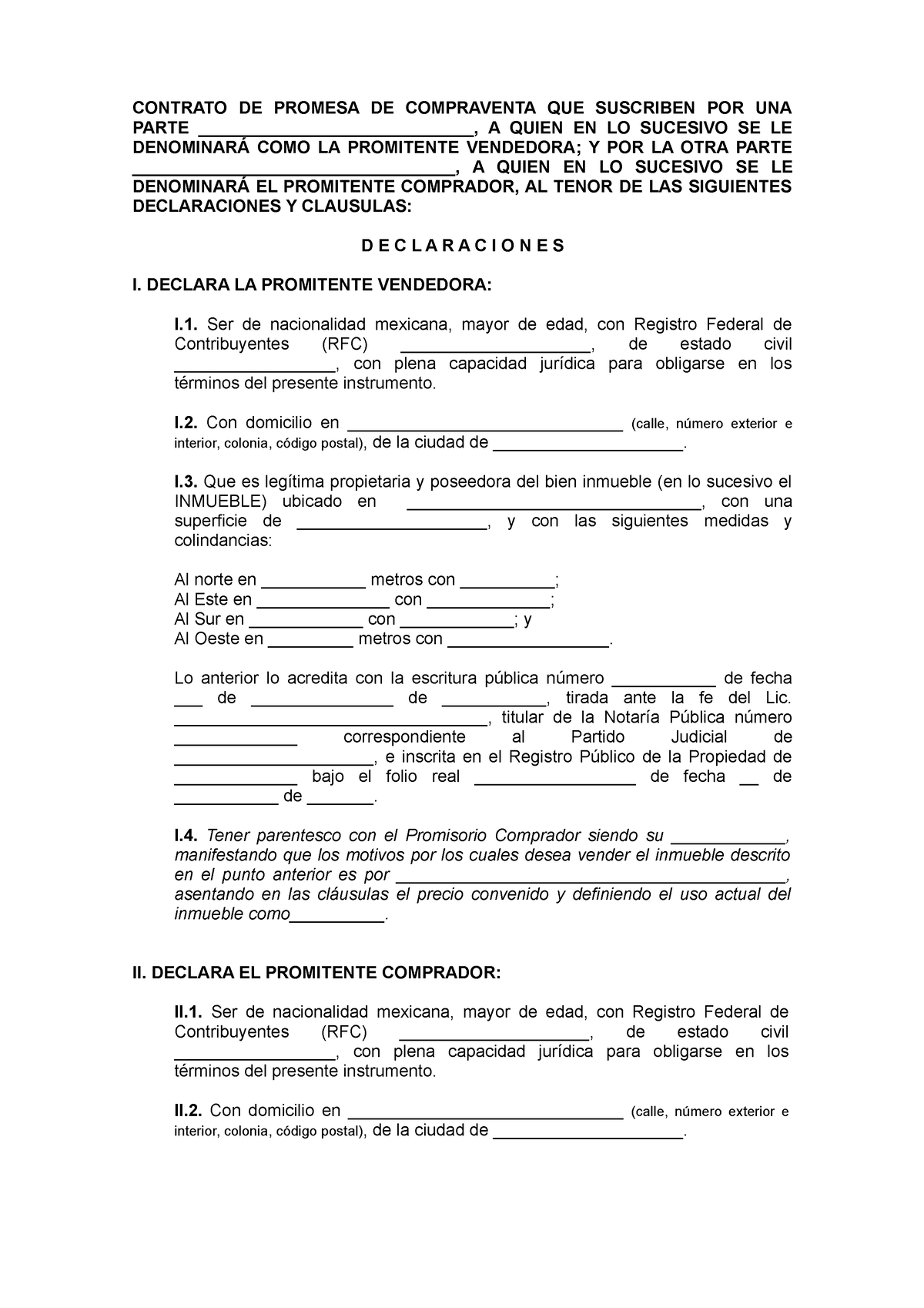 Contrato Compraventa Contrato De Promesa De Compraventa Que Suscriben