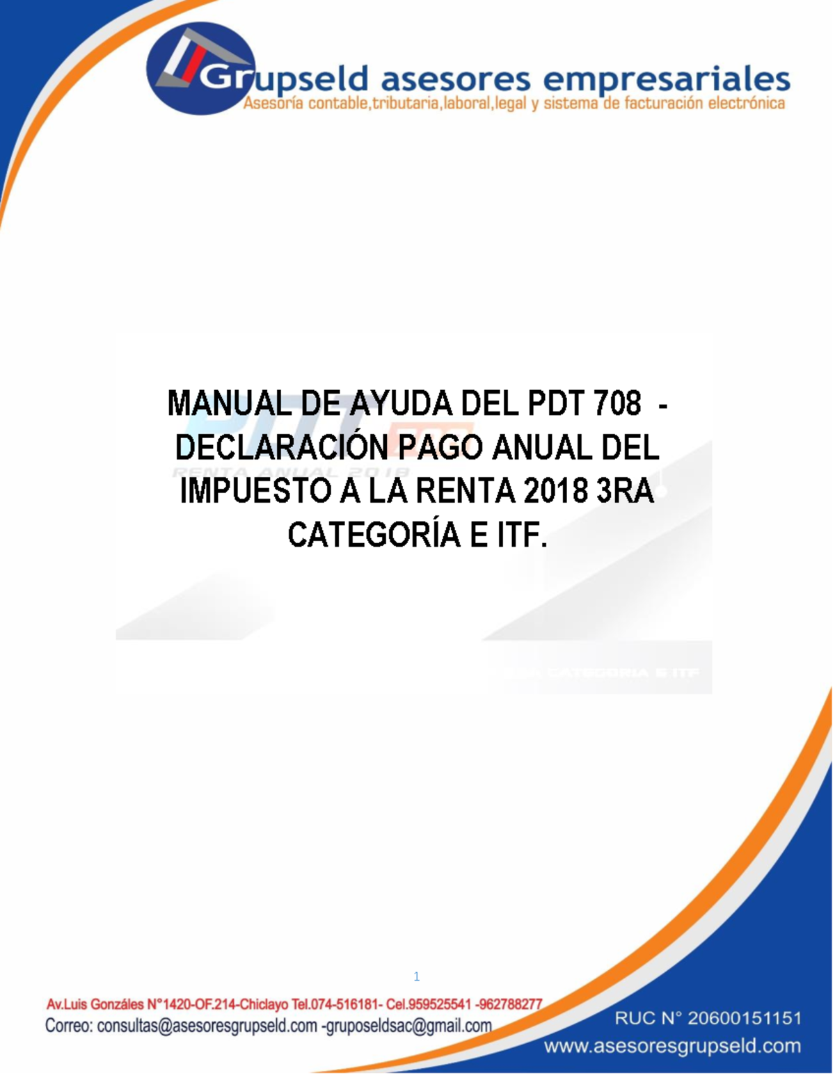 Manual DE Ayuda PDT 708 Renta Anual 2018 - MANUAL DE AYUDA DEL PDT 708 ...