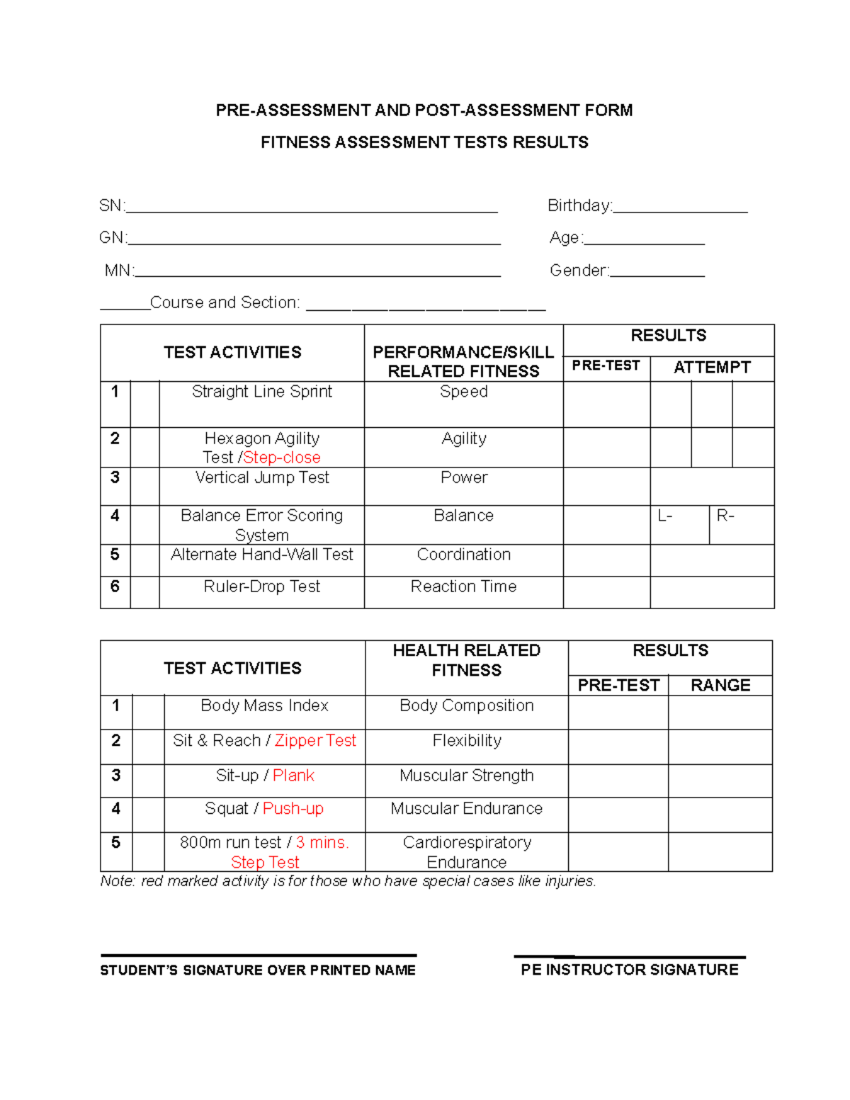 PRE and POST Assessment FORM - PRE-ASSESSMENT AND POST-ASSESSMENT FORM ...