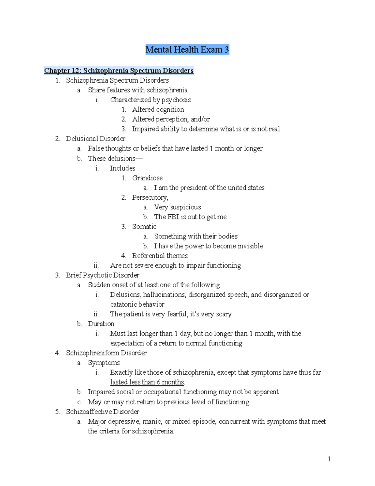 Mental Health Nursing Exam 3 Notes - Mental Health Exam 3 Chapter 12 ...