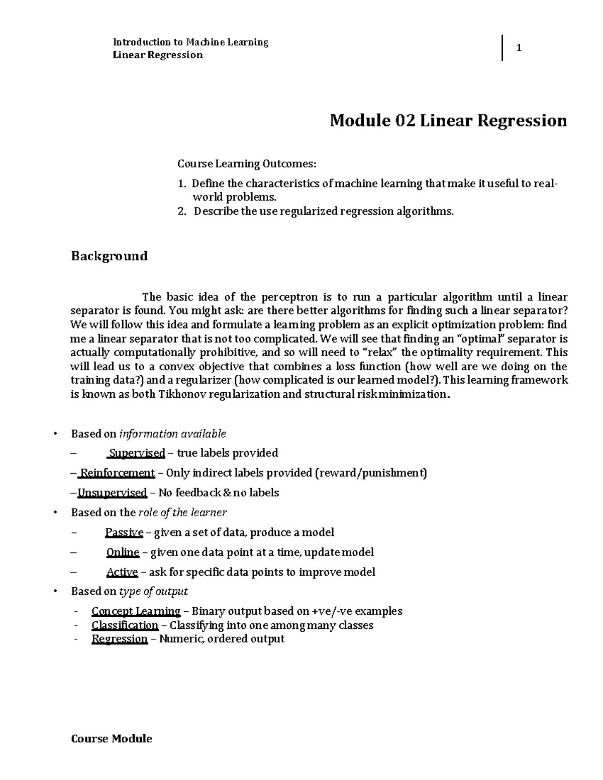 IML Module 2 - machine learning - Introduction to Machine Learning ...