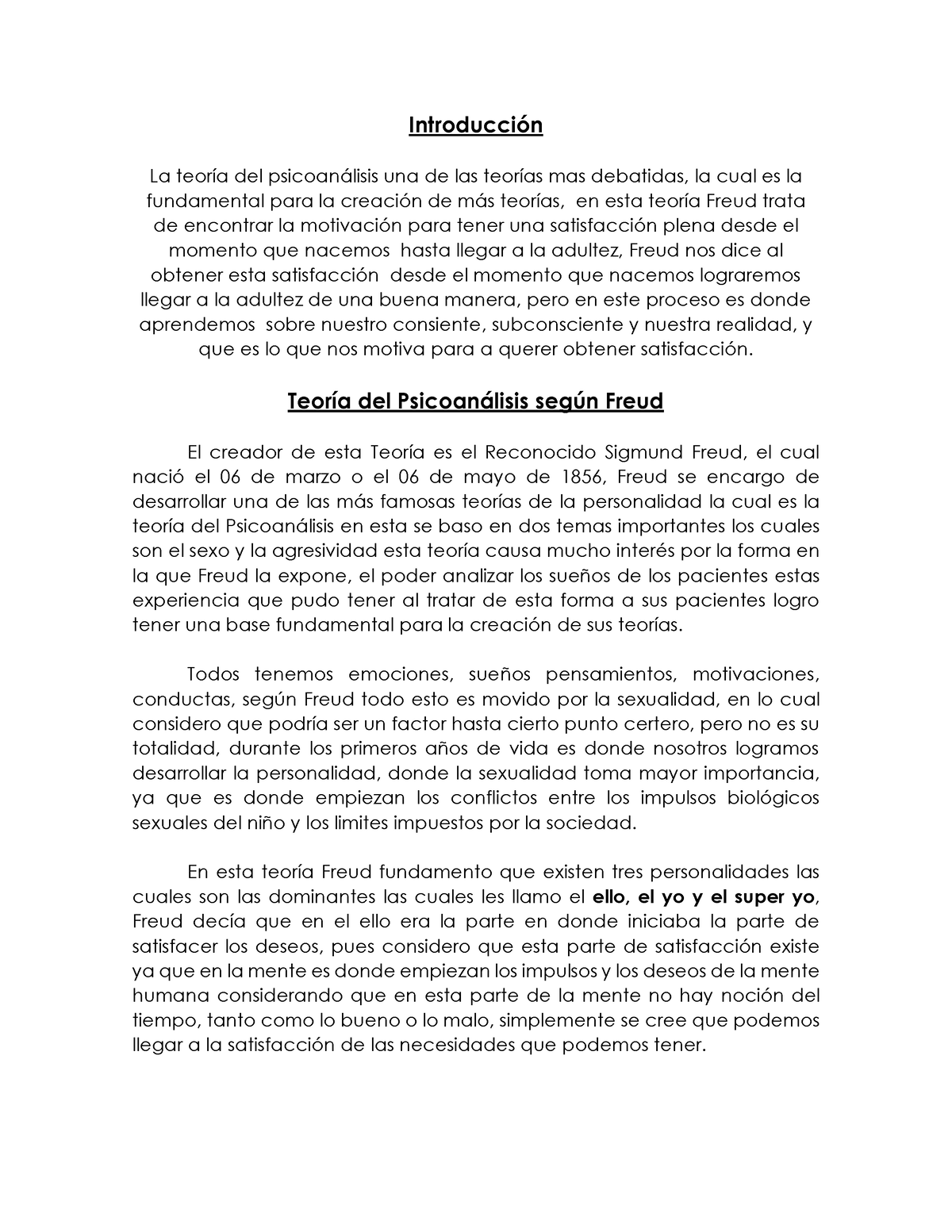 Ensayo Argumentativo Psicoanlisis Freud Y Adler - IntroducciÛn La ...