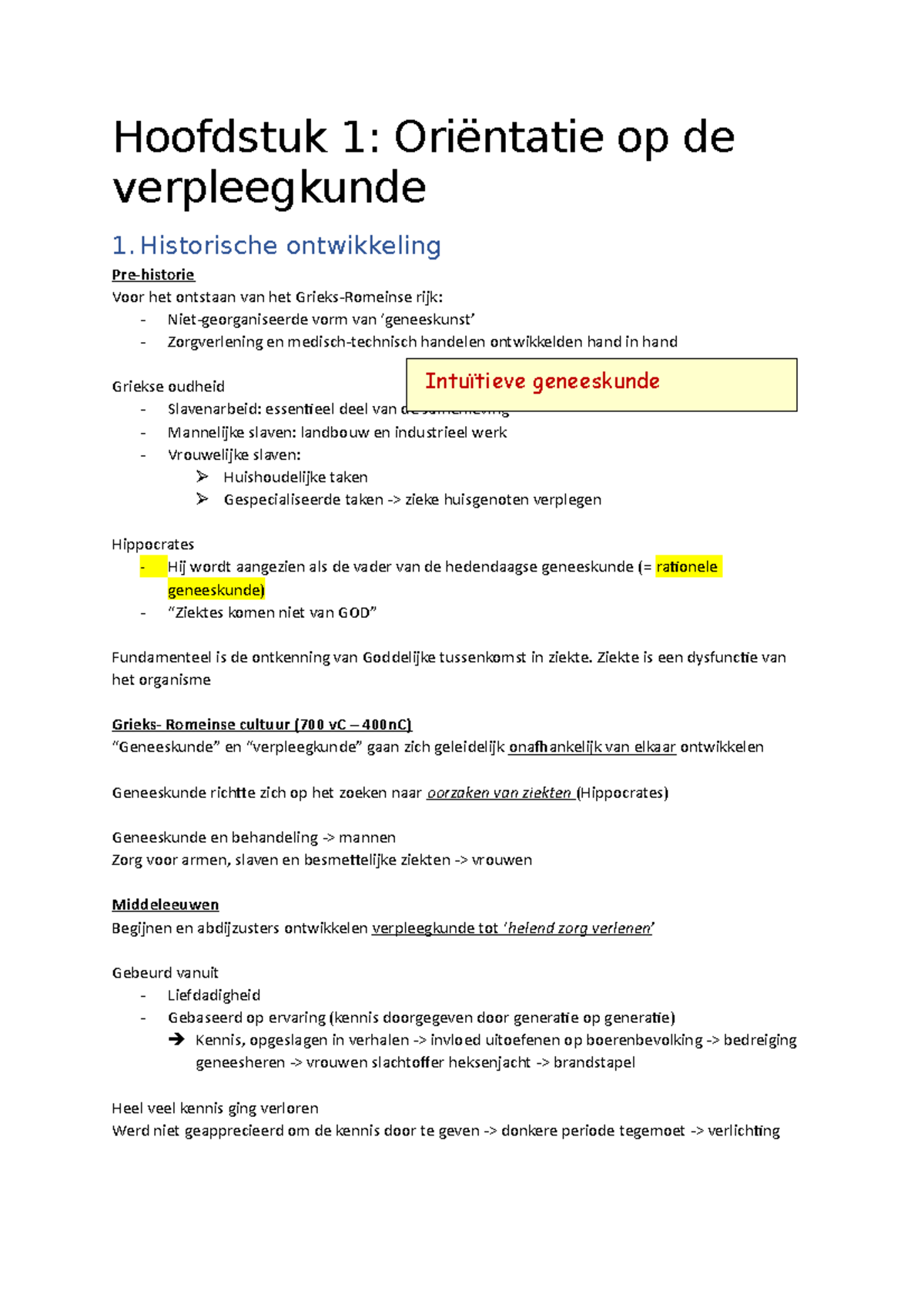 Oriëntatie Op De Verpleegkunde 1 - Hoofdstuk 1: Oriëntatie Op De ...