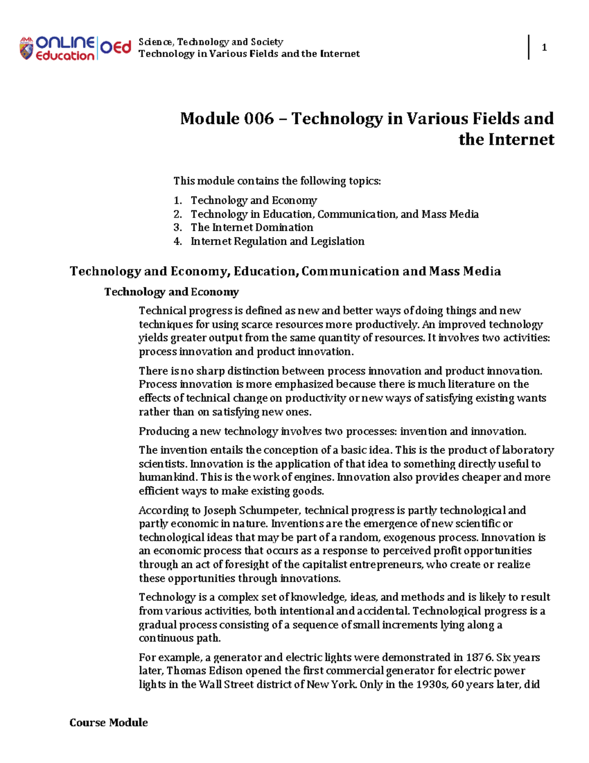 Module 006 – Technology in Various Fields and - Science, Technology and ...