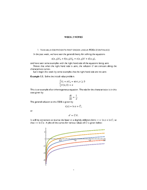 Week 2 notes - Partial Differential Equations - 1. FIRST ORDER PDE WITH ...