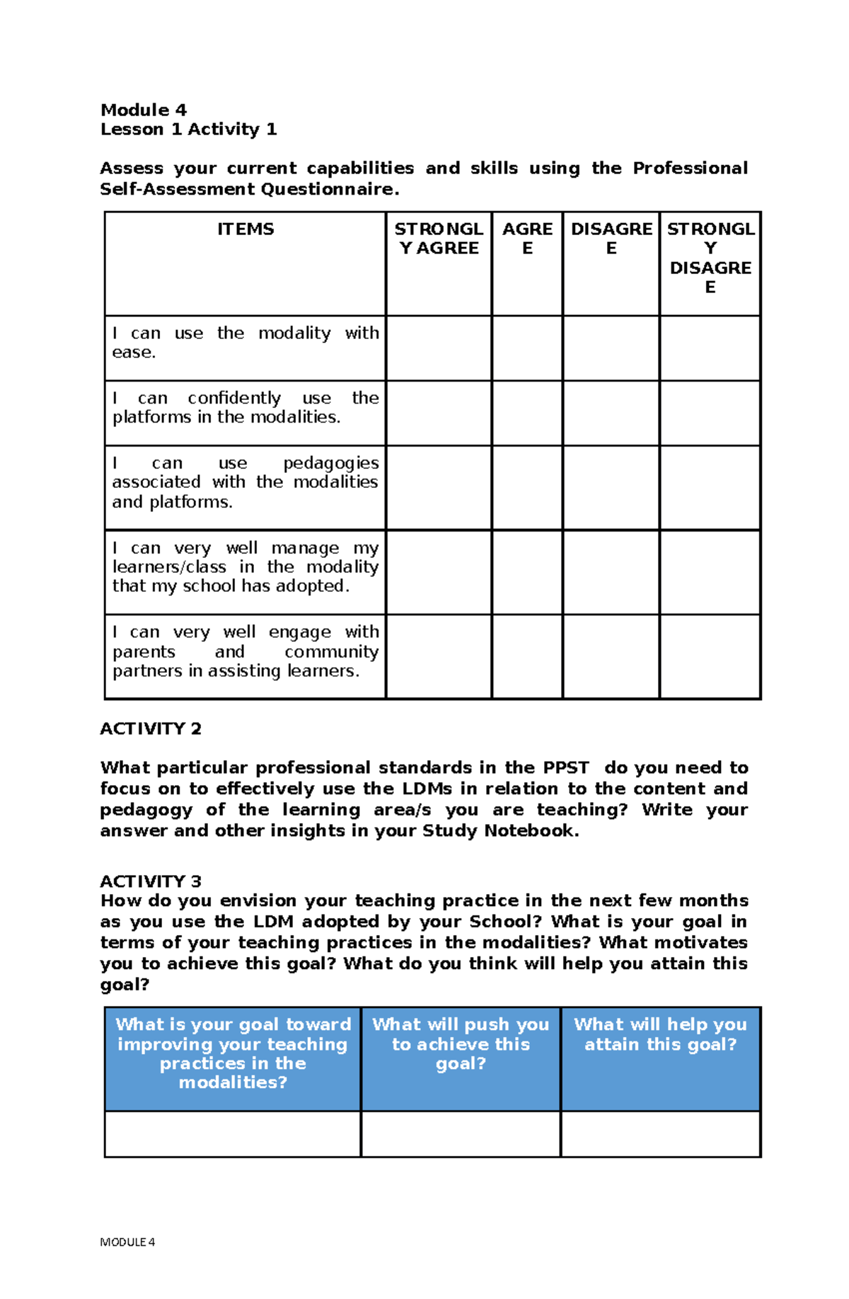 Module-4 - Lecture Notes 1 - Module 4 Lesson 1 Activity 1 Assess Your ...