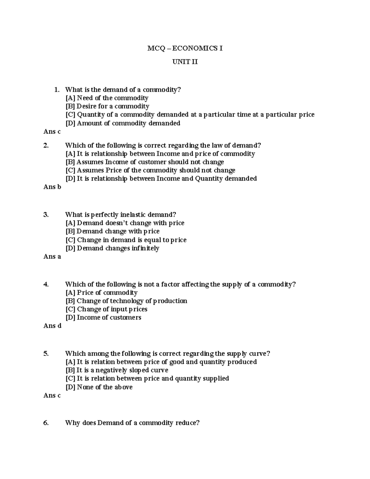 Eco MCQ 2 - Multiple Choice Questions (MCQ) For Economics 1 BALLB ...