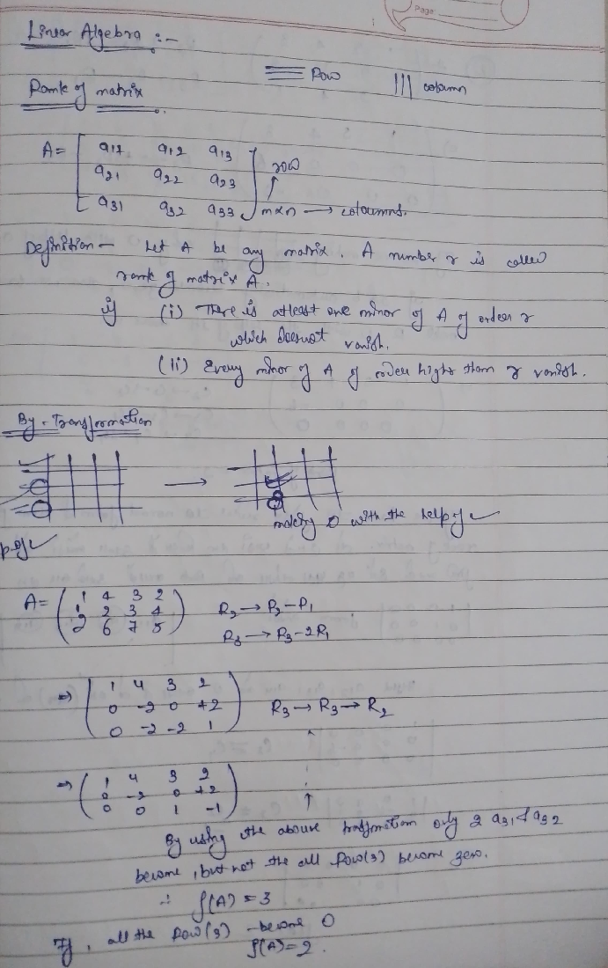 Rank of Matrix - LECTURE NOTES FROM RESONANCE KOTA - Matheamtics - Pome ...