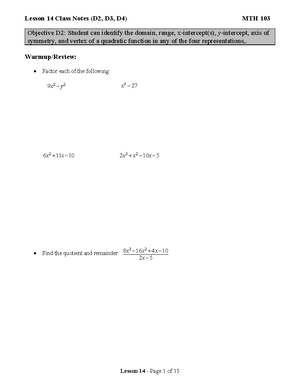 C1 to C5 Lecture Notes - MTH 103 - Studocu